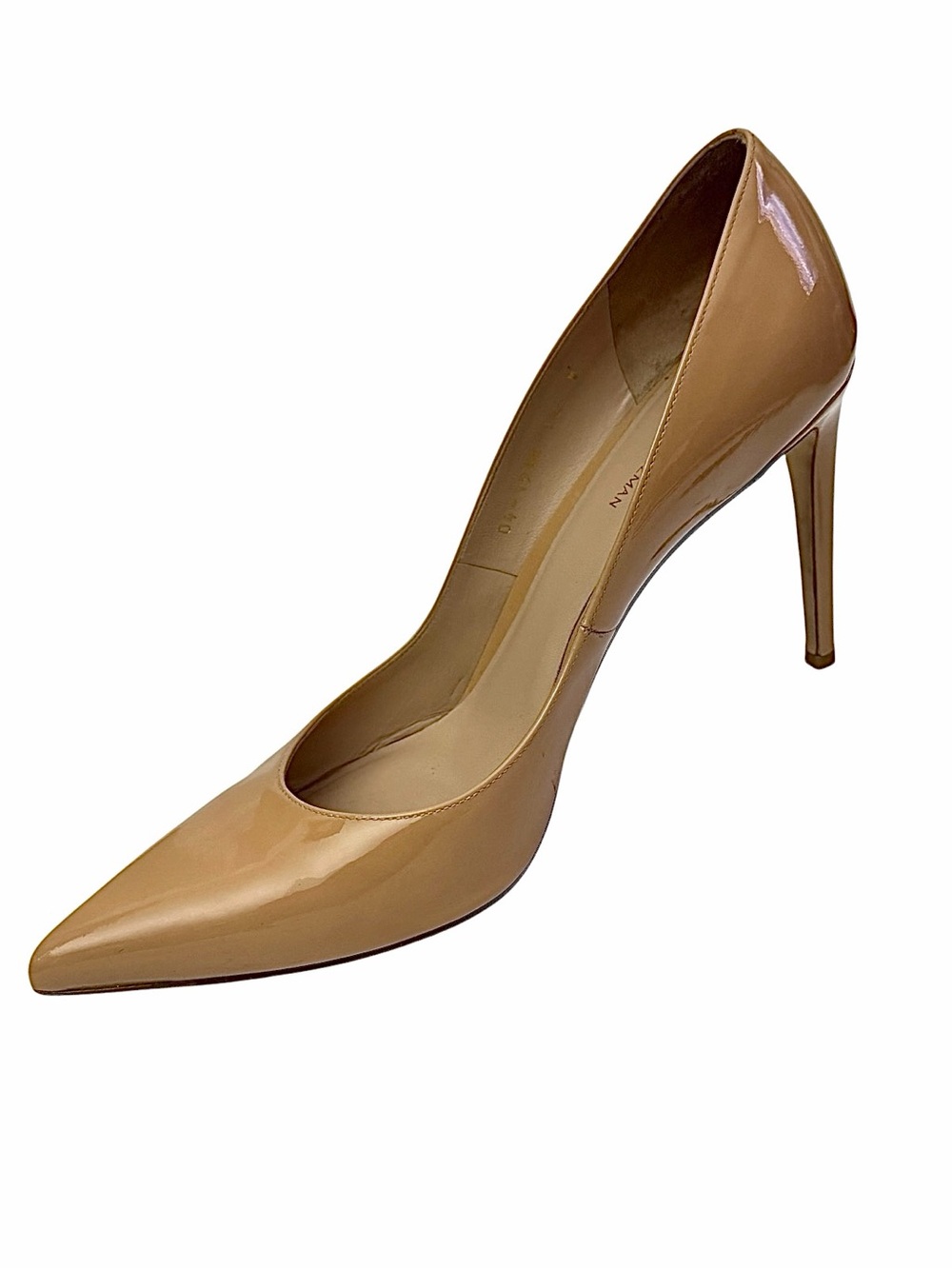 Stuart Weitzman Tan Patent Leather Pointed Toe Heels Size 12M Pumps EUC - Picture 2 of 9